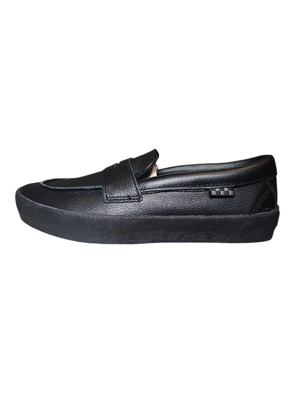 Vans Skate Leather Black Loafer Shoes Classic Retro Mens Size 6 Womens size 7.5